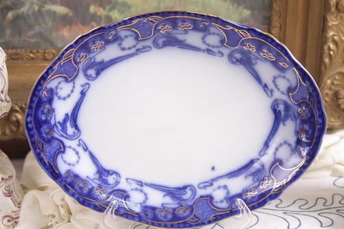 핸리 엘칵 플로우블루 &quot;Delamere&quot; 페턴 스몰 플레터 Henry Alcock Flow Blue &quot;Delamere&quot; Pattern Small Platter circa 1890