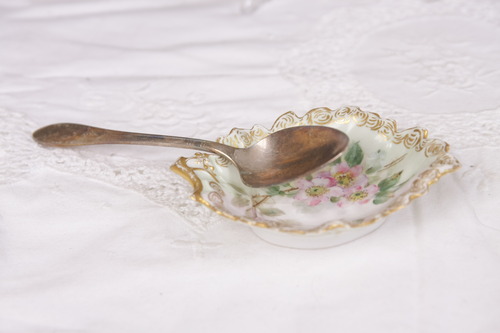 빅토리언 핸드페인트 스픈 받침 디쉬 Victorian Hand Painted Spoon Rest dated 1901