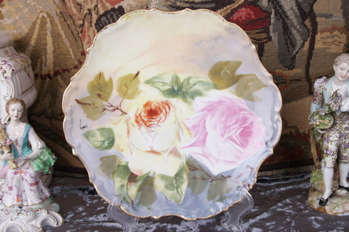 Lambeau 리모지 공장 핸드페인트 케비넷 플레이트 Lambeau Limoges Factory Hand Painted Cabinet Plate circa 1900