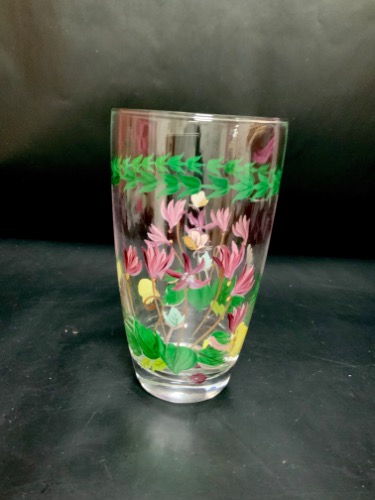 빈티지 핸드페인트 드링킹 글래스 Vintage Hand Painted Drinking Glass