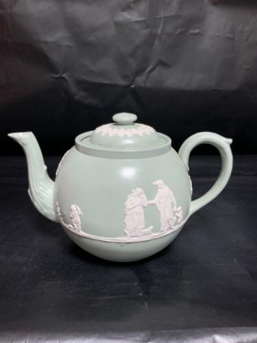 Dudson Hanley 스테포셔 제스퍼웨어 티팟-!! 데미지 !!  Dudson Hanley Staffordshire Jasperware Teapot circa 1950 - AS IS