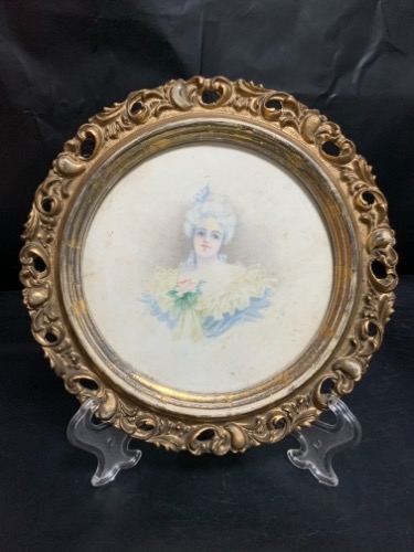 빅토리안 도금 원형프레임/ 수채화 Victorian Watercolor in Round Gilded Frame