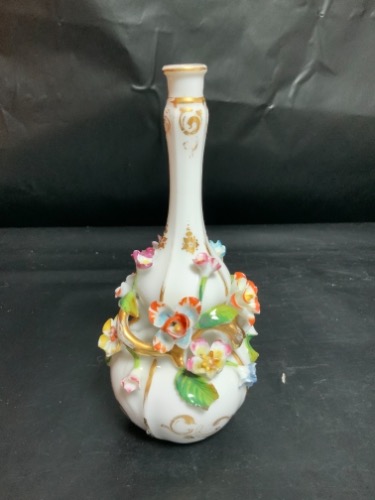 올드 프랑스 벋 베이스 W/적용된 플라워-있는 그대로- Old France Bud Vase w/ Applied Flowers - AS IS