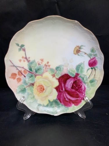 Pouyat 리모지 핸드페인트 플레이트-있는 그대로-(칩)  Pouyat Limoges Hand Painted Plate circa 1900 - AS IS