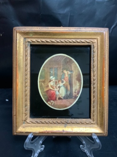 Borghese 미니쳐 프린트 인 골드 프래임 Borghese Miniature Print in Gold Frame circa 1920