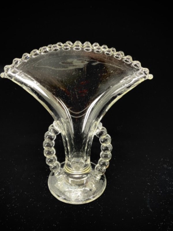 임페리얼 캔들윅 엘러겐트 글래스 팬 베이스 Imperial Candlewick Elegant Glass Fan Vase circa 1950