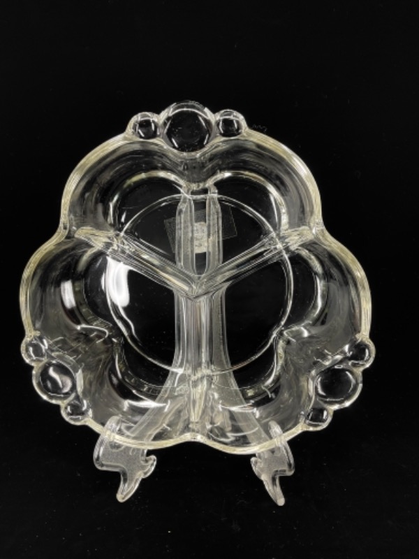 임페리얼 캔들윅 엘러겐트 글래스 3섹션 서빙 디쉬 Imperial Candlewick Elegant Glass 3 Section Serving Dish circa 1950