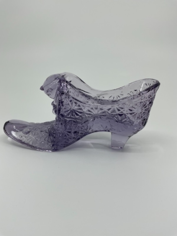 빈티지 보라 “데이지 &amp; 버튼” 글래스 슈즈  Fenton Purple &quot;Daisy &amp; Button&quot; Glass Shoe