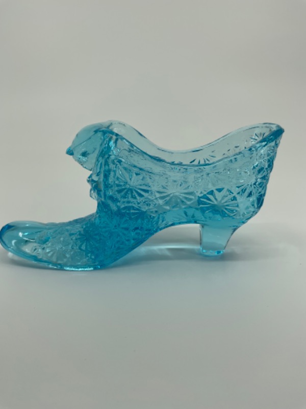 펜톤 블루 “데이지 &amp; 버튼” 글래스 슈즈  Fenton Blue &quot;Daisy &amp; Button&quot; Glass Shoe