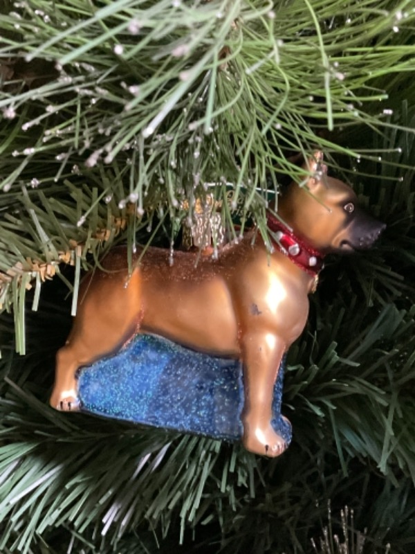 올드 월드 크리스마스 핸드 블로운 / 핸드페인트  &quot;Terrier&quot; 크리스마스 트리 장식 2008 Old World Christmas Hand Blown / Painted &quot;Terrier&quot; Christmas Tree Ornament