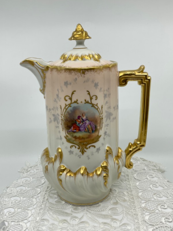 리모지 스튜디오 데코 커피 팟 Limoges Studio Decorated Coffee Pot circa 1900
