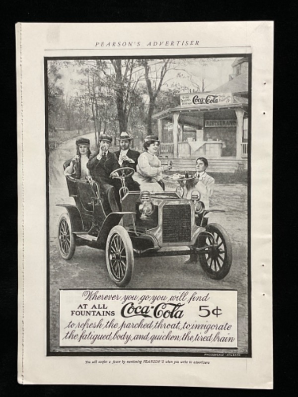 코카 콜라 잡지 광고 - 오리지널 1904 Coca-Cola Adverisement - Original from Pearsons magazine