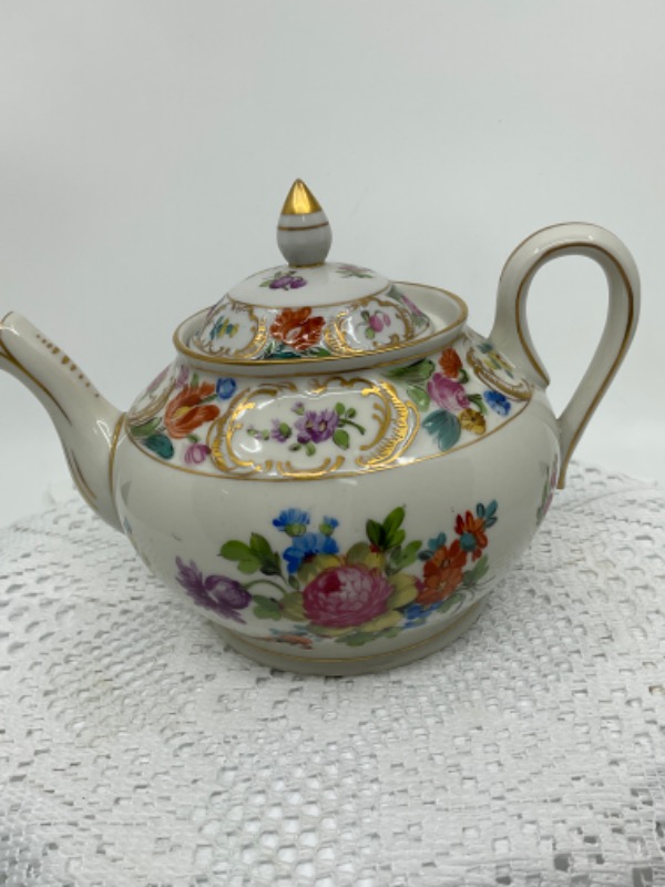 슈만 드레스덴 핸드페인트 스몰 티팟 Schumann Dresden Hand Painted Small Teapot circa 1930