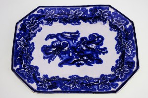 풀로우 블루 플래터1845 Flow Blue Platter by G. Phillips dtd 1845