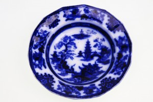 풀로우블루 언덜 볼1819~1864 Flow Blue Under Bowl  - W Adams &amp; Son circa 1819-1864