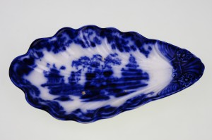플로우블루 본 디쉬 Flow blue Bone Dish by J G Alcock circa 1839-1846
