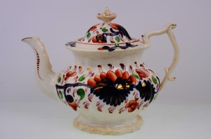 가디웨일스 포도 패턴 티팟 Gaudy Welsh Teapot in Pristine Grape Pattern circa 1880