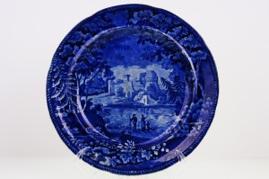 초기 다크 블루 스태프셜 플래이트 Early Dark Blue Staffordshire plate by Woods circa 1840