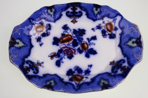 Ridgways플로우블루 미디엄 폴리크롬 플래터 Ridgways Medium Flow Blue Polychrome Platter circa 1899