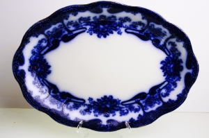 플로우 블루 플래터 Flow Blue Platter by Pountney dtd 1914