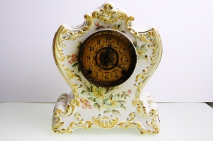F. Kroeber 도자기 맨틀 시계 RARE F. Kroeber Porcelene Mantle Clock circa 1880