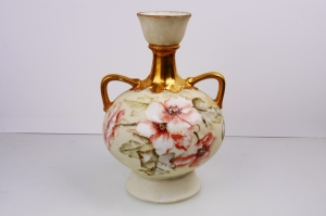 핸드페인트 양손잡이 꽃병 Parlor Painted 2 Handled Vase circa 1900