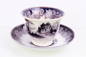 Mulberry Cup &amp; Saucer (Clemenson) 1840 - 1864