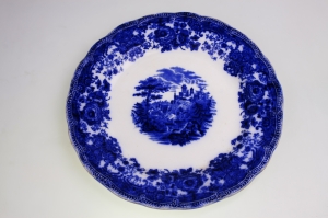 플로우블루 리지웨이 찹 플래이트 Flow Blue Ridgways Chop Plate circa 1838 - 1848