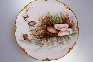 하빌랜드 리모지 씨쉘 플레이트 Haviland Limoges Parlor Painted Shellfish Plate dtd 1899
