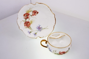 Limoges Mustache Cup &amp; Saucer