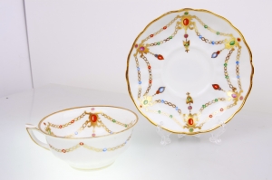 Saxe 폴슬런 컵&amp;소서 Saxe Porcelain Cup &amp; Saucer Hairline (Hard to see) AS IS