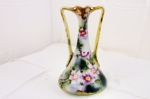 빅토리언 투핸들 꽃병 Victorian Parlor Painted 2 Handled Vase circa 1900