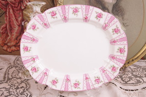 HM Williamson &amp; Sons 영국 플래터 진한 핑크 HM Williamson &amp; Sons England Oval Platter dated 1908 - SUPER PINK!!
