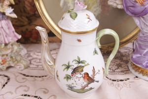 헤런드 로쉴드 버드 커피팟 Herend Rothschild Birds Coffee Pot # 1612 / RO dated January 2010