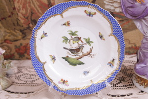 헤런드 로쉴드 버드 보더 셀러드 플레이트 Herend Rothschild Bird Borders Salad Plate 1518 February 1997