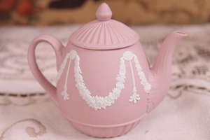 웨지우드 핑크 제스퍼웨어 미니 티팟 Wedgwood Pink Jasperware Small Teapot circa 1980