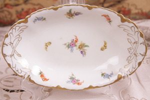Warwick 스몰 타원형 트레이 Warwick Small Oval Tray in &quot;Bouqet Dresden&quot; Pattern circa 1930
