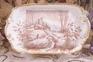 Pouyat 리모지 공장 데코 플레터 Pouyat Limoges Factory Decorated Platter circa 1890