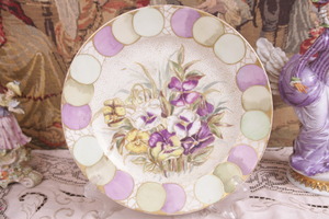 빅토리언 핸드페인트 라지 찹 플레이트 Victorian Hand Painted Large Chop Plate circa 1890