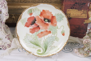 로젠탈 핸드페인트 양귀비 케비넷 플레이트 Rosenthal Hand Painted Poppy Cabinet Plate circa 1900