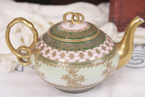 하빌랜드 리모지 공장 데코 일인용 티팟 Haviland Limoges Factory Decorated Individual Teapot circa 1900