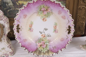 Reinhold Schlegelmilch 공장 (RS 프러시아)케이크 플레이트 Reinhold Schlegelmilch Factory (RS Prussia) Unmarked Cake Plate circa 1900 - NICE!!!