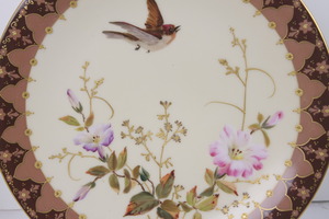 화려한 금으로 식각된 핸드페인트 &quot;Bird &amp; Floral&quot; 플레이트 19th C / Gorgeous 19th C. Hand Painted Gold Etching &quot;Bird &amp; Floral&quot; Plate - #3