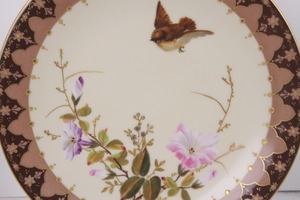화려한 금으로 식각된 핸드페인트 &quot;Bird &amp; Floral&quot; 플레이트 19th C / Gorgeous 19th C. Hand Painted Gold Etching &quot;Bird &amp; Floral&quot; Plate - #4