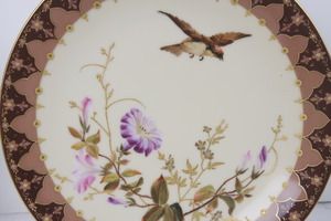 화려한 금으로 식각된 핸드페인트 &quot;Bird &amp; Floral&quot; 플레이트 19th C / Gorgeous 19th C. Hand Painted Gold Etching &quot;Bird &amp; Floral&quot; Plate - #5