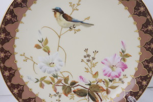 화려한 금으로 식각된 핸드페인트 &quot;Bird &amp; Floral&quot; 플레이트 19th C / Gorgeous 19th C. Hand Painted Gold Etching &quot;Bird &amp; Floral&quot; Plate - #6