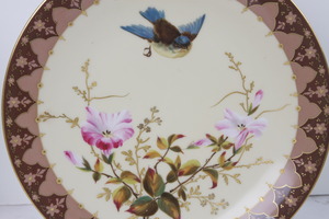 화려한 금으로 식각된 핸드페인트 &quot;Bird &amp; Floral&quot; 플레이트 19th C / Gorgeous 19th C. Hand Painted Gold Etching &quot;Bird &amp; Floral&quot; Plate - #7