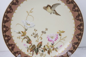 화려한 금으로 식각된 핸드페인트 &quot;Bird &amp; Floral&quot; 플레이트 19th C / Gorgeous 19th C. Hand Painted Gold Etching &quot;Bird &amp; Floral&quot; Plate - #8