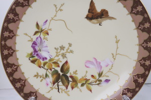 화려한 금으로 식각된 핸드페인트 &quot;Bird &amp; Floral&quot; 플레이트 19th C / Gorgeous 19th C. Hand Painted Gold Etching &quot;Bird &amp; Floral&quot; Plate - #9
