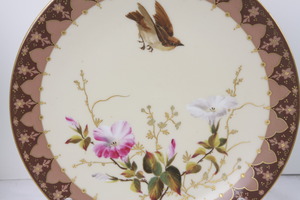 화려한 금으로 식각된 핸드페인트 &quot;Bird &amp; Floral&quot; 플레이트 19th C / Gorgeous 19th C. Hand Painted Gold Etching &quot;Bird &amp; Floral&quot; Plate - #10